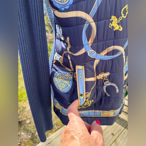 J. MCLAUGHLIN Andi Jacket Fairfax Crest Puffer Vest Design Knit Sleeves Size M - Picture 3 of 11